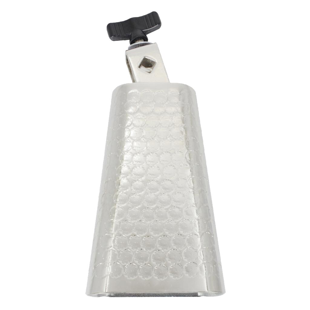 Cascabel de Metal plateado para baquetas, Kit de percusión con tornillo, martillo de plástico para timbre, 6 pulgadas
