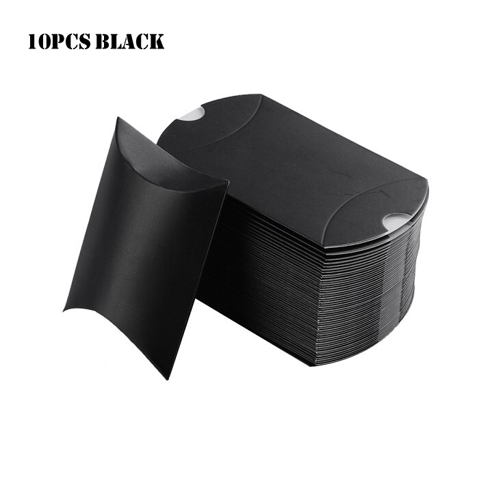 10pcs/set Colorful Paper Pillow Candy Box Pouch Kraft Wedding Favors Candy Boxes Home Party Birthday Supply: Black