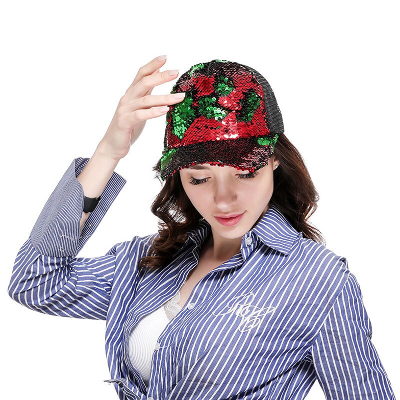 Dames Zonnehoed Sequin Mesh Verstelbare Ademend Baseball Cap Voor De Zomer BMF88