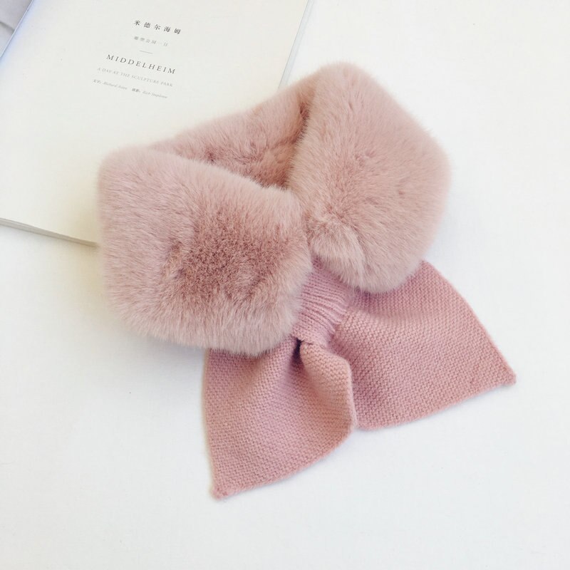 Soft Faux Fur Children Scarf Warm Winter Kids Scarfs for Girls Knitted Neck Warmer Kids Scarves Princess Collar 2-6Y: C