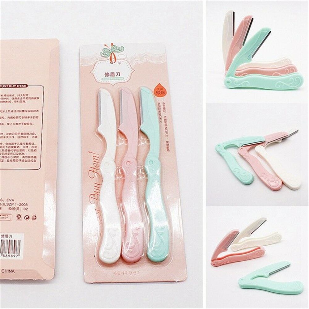 3 pièces/ensemble rasoir de sourcils femmes toilettage rasoir façonnage sûr rasoir visage épilateur cosmétique maquillage outils