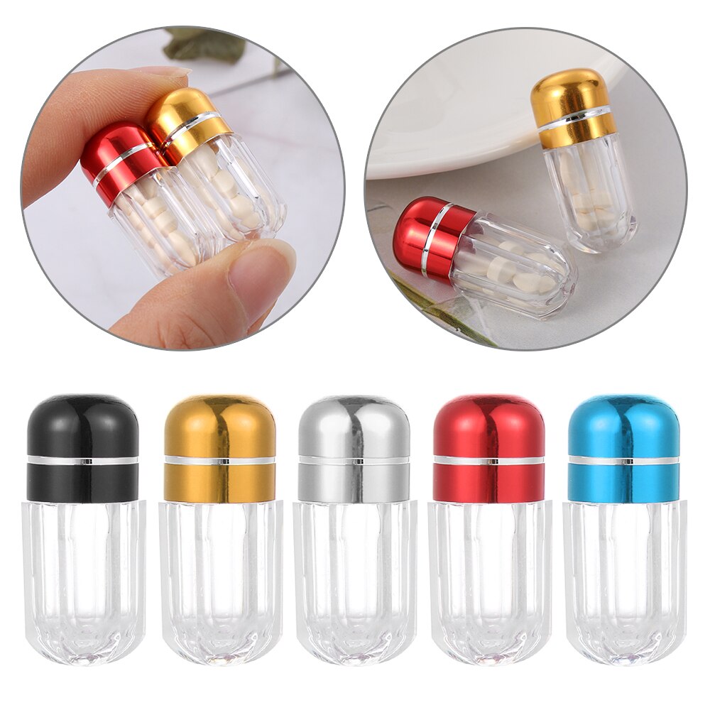 5Stck Tragbare Leere Kapseln transparent Gel Kappen Wasserdichte Mini Kunststoff Tablette Lagerung Kasten Flasche fallen Halfter Pille fallen