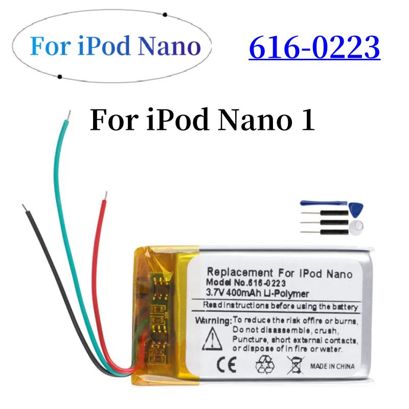 Nueva batería para iPod Nano 1 2 3 4 5 6 7 4th 5th 6th 7th 1st 2nd Gen 2Gen 3rd 3 Gen 3Gen + herramientas gratuitas: Verde