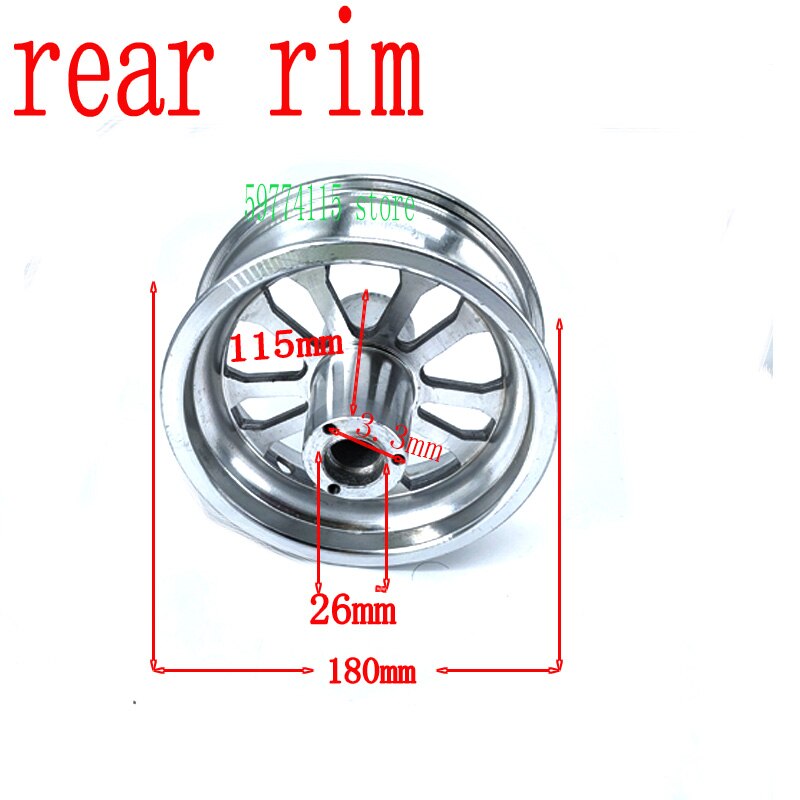 6,5 pulgadas llanta de rueda delantera 90/65-6,5/llanta para rueda trasera 110/50-6,5 sin de aluminio de cubo de rueda delantera de montaje de Scooter con eje