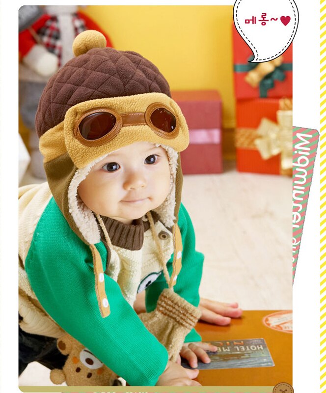 ¡Nueva ! Gorro de Aviador bonito grueso y bonito para niños de otoño e invierno