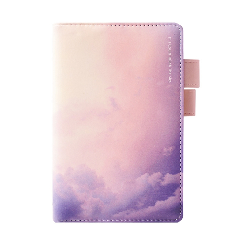 Premium PU Notebook A6 Blue Sky Cloud 128 Sheets Handbook for Girls Women: Purple Clouds