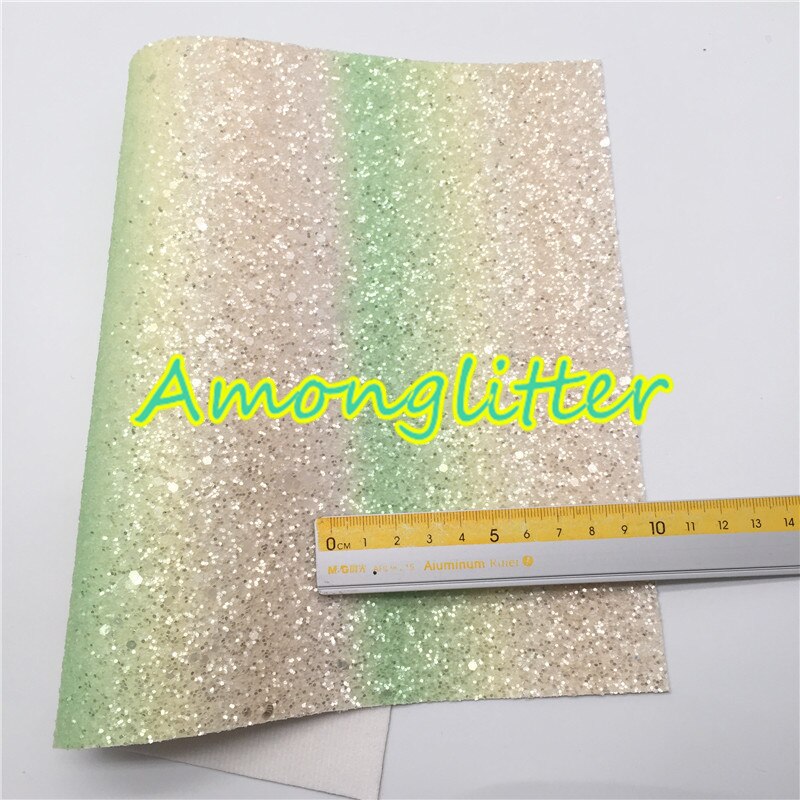 Amonglitter Rainbow hojas de tela de cuero grueso de brillo, tejido brillante para bolsas y zapatos de lazos de bricolaje 21x29cm tamaño A4 MB013A: 7