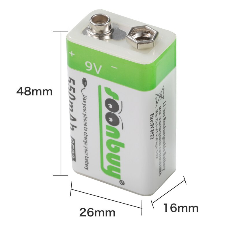 9V 6F22 550mAh li-ion Rechargeable battery Micro USB Batteries 9 v lithium for Multimeter Microphone Toy Remote Control KTV