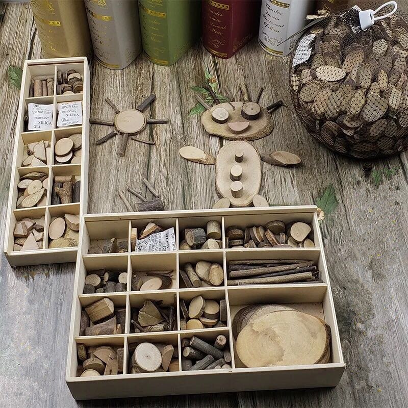 Kids DIY Nature Wood Art & Craft Toys Original Handmade Wooden Block Twig Drawing On Wood Educational Toys For Children