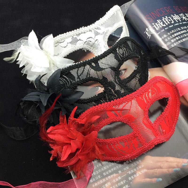 Halloween retro spets genomskinlig mask maskerad prinsessa dam maskerad lily ball mask venedig festdekoration