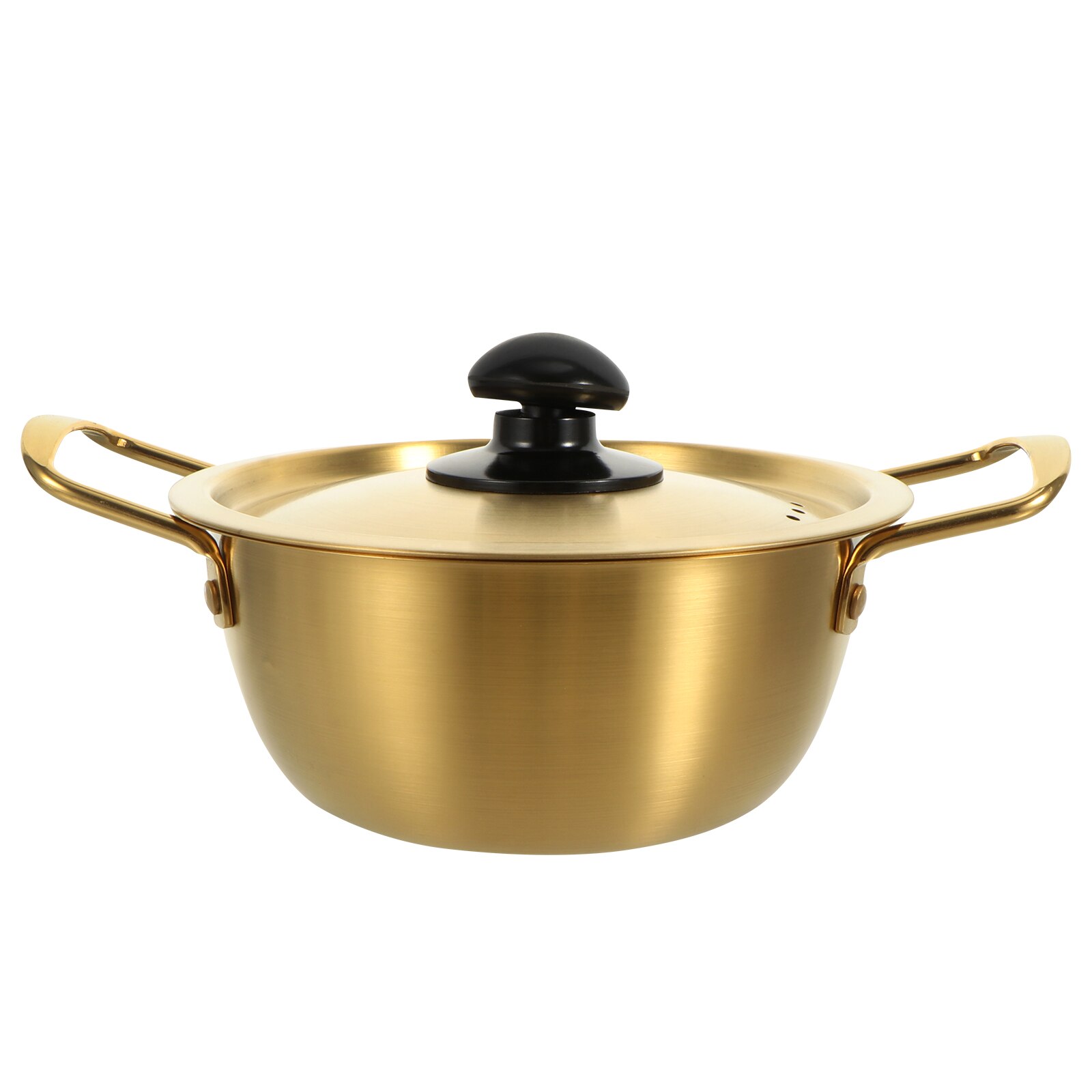 1 Set Chic Gold Soup Kitchen Stainless Steel Pot Double-handle Soup Pot Instant Noodles Pot Kitchen Cooking Tools cookware set: Golden