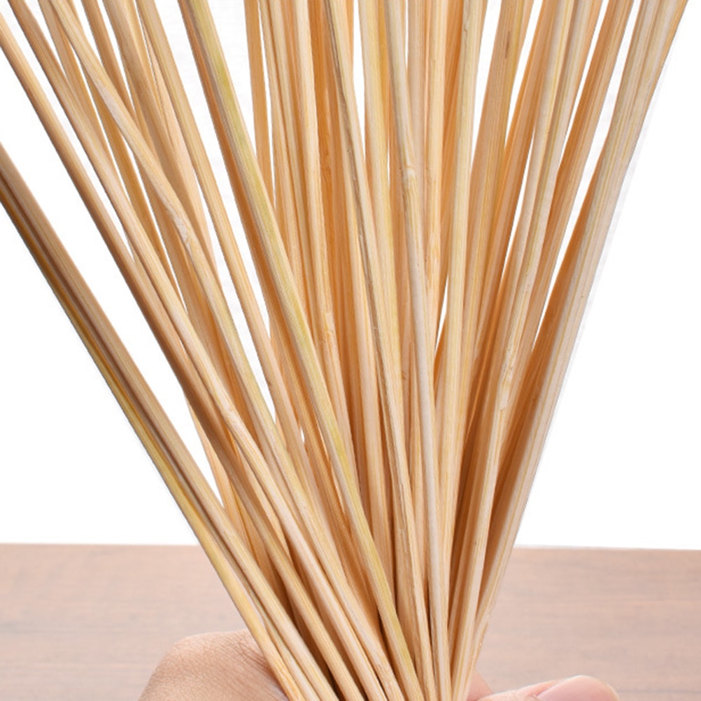 100Pcs Disposable Bamboo Paddle Pick Skewers Roasting Sticks Food Picks for BBQ Use 3mmx25cm