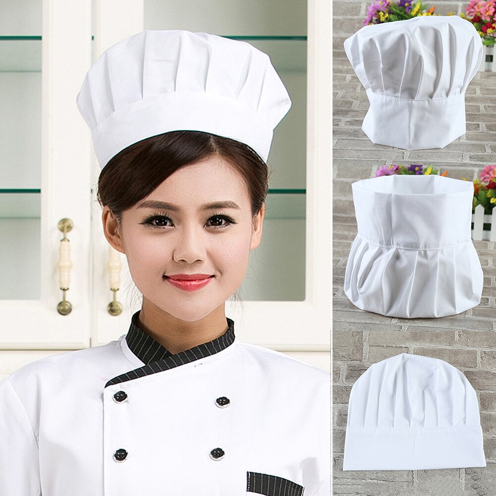 Unisex Erwachsene Elastische Weiß Chef Hut Baker BBQ Küche Kochen Hut Kostüm Cap