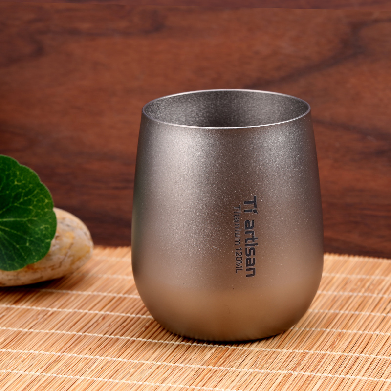 Titanium Mokken Double Muur Titanium Mok, 120Ml Double-Layer Titanium Mok Koffie Cup, kerst Mok , Thee Melk Cup