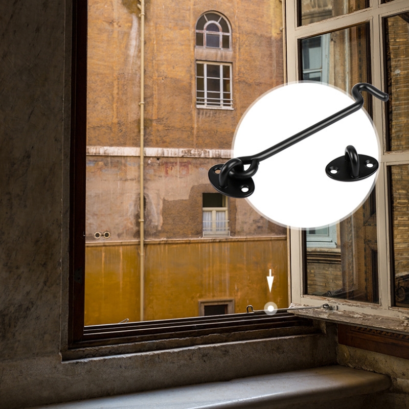 Tür Fenster haken schwarz Edelstahl Fensters chloss mit Sicherheits schalter Kabine Fenster haken Tür Ösen verriegelung Halfter mit Schrauben