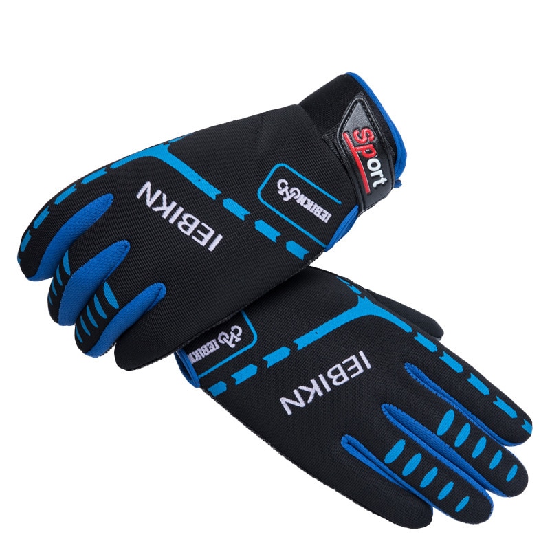 1 Paar Outdoor Sport Wandelen Fiets Fietsen Handschoenen Voor Mannen Vrouwen Windstopper Kunstleder Zachte Warme Vissen Handschoenen: Blauw