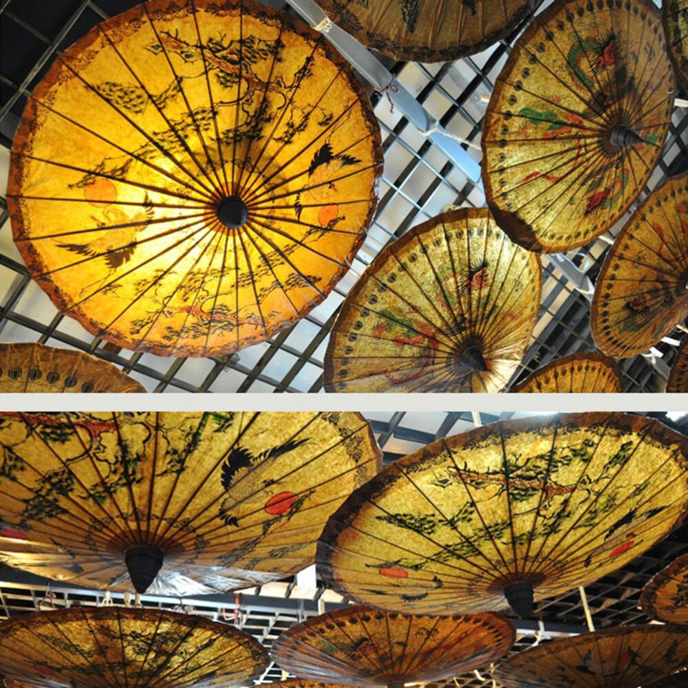 1pc Classic Hand-painted Oil-paper Umbrella Decorative Handmade Umbrella Oiled Paper Umbrella Crafts for Bar Store Tearoom Decor