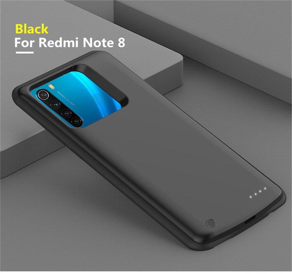 6500mah carregador de bateria casos para redmi nota 8 caso de energia externa bateria de carregamento capa para xiaomi redmi nota 8 bateria casos: Black For Note 8