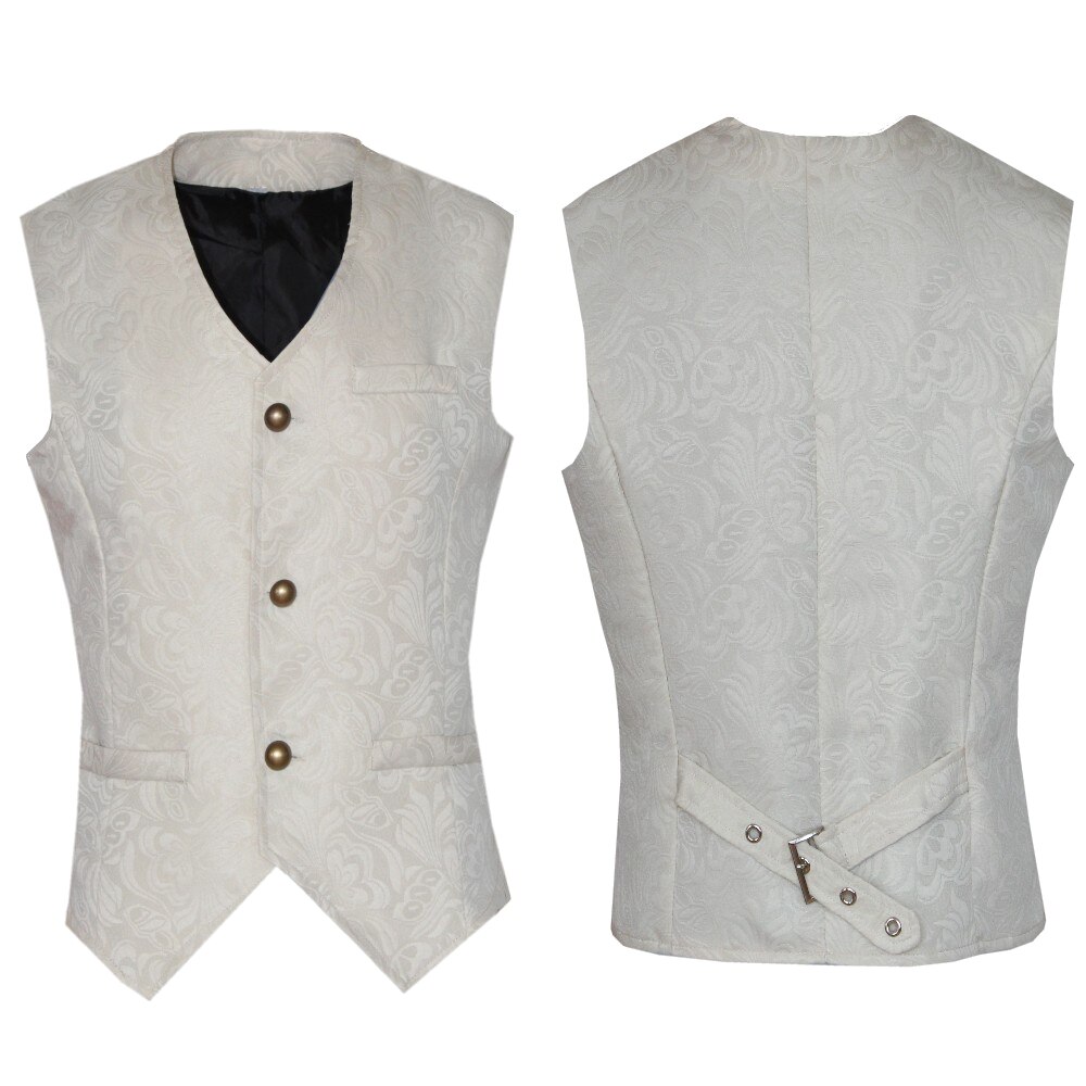 Gentleman Vintage kamizelka kamizelka wiktoriański czarny mężczyźni Steampunk Gothic żakardowe męskie wesele kostium dla mężczyzn Blazer garnitur