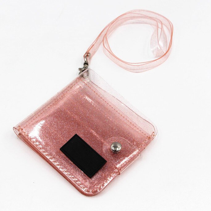 Transparent ID Karte Halter PVC Klapp Kurze Brieftasche Frauen Mädchen Glitter Visitenkarten Fall Geldbörse mit Lanyard: D