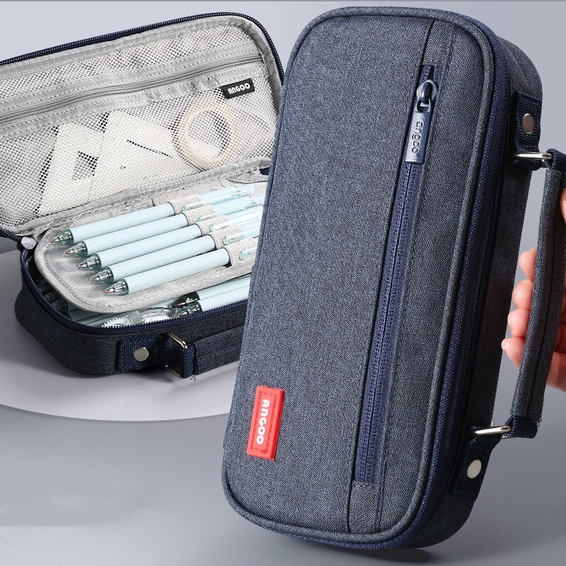 Draagbare Canvas Etui School Briefpapier Opbergtas Grote Capaciteit Pen Case Effen Kleur Pen Zak Leuke Cosmetische Tas Girlgift: Angoo Single A3