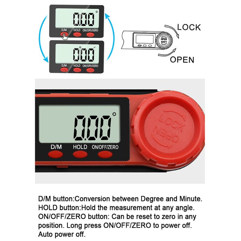 180mm 2 in 1 Digital Angle Finder Inclinometer Spirit-Level Angle Ruler Electronic Goniometer Protractor Angle Measuring Tool