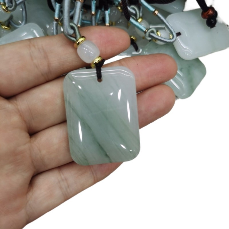 Ping An Brand Jade Pendant Floating Flowers Tianshan Cui Ping An Brand Pendant for Men and Women Pendant Neck Ornaments .