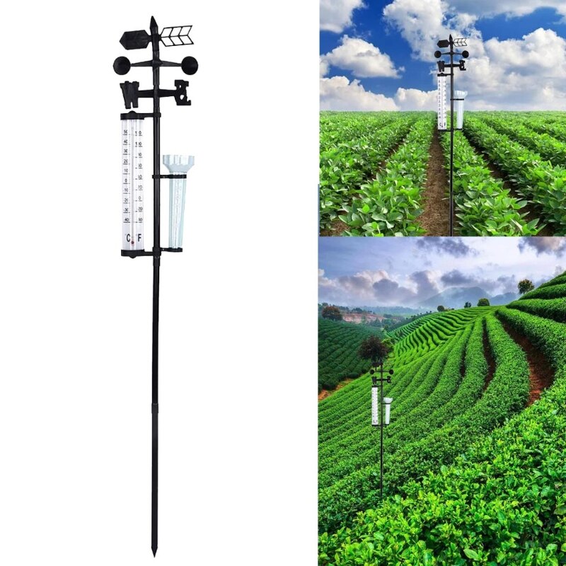 Garden Outdoor Weather Station Meteorological Measurer Vane Tool Wind Rain Temperature Gauge Accurate Indicator