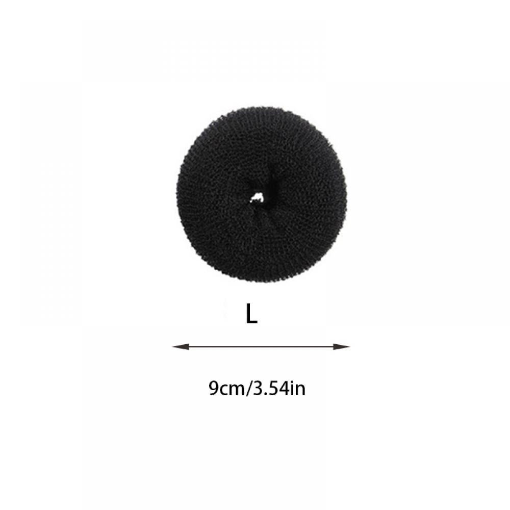 Anillo para el pelo de Donut para mujer, accesorios para el cabello, herramienta de peinado para mujer, accesorios para trenzar el cabello, tamaño completo S/M/L: Black   L