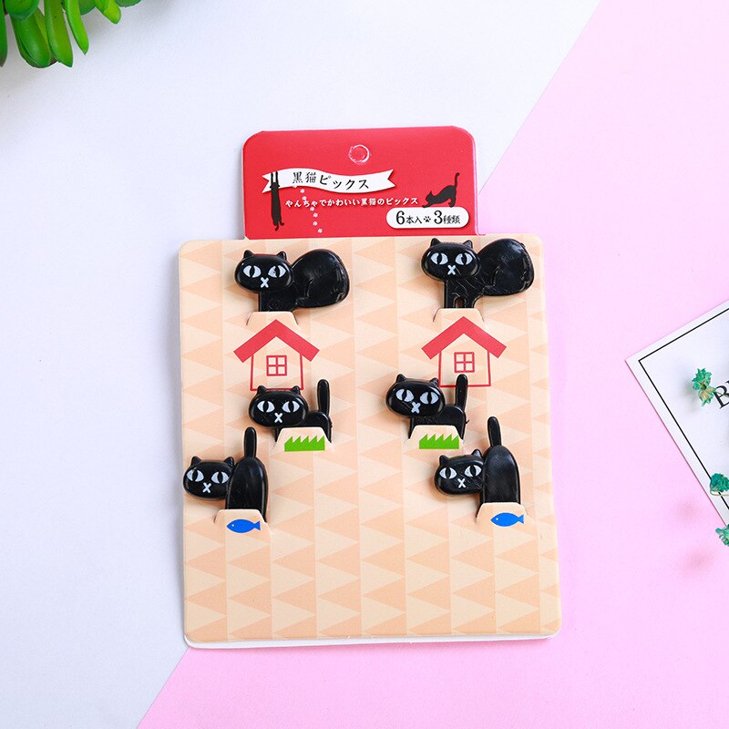 6/10pcs Cute Mini Bento Fork Set Food Picks for Kids Cartoon Animal Farm Toothpicks Children Fruit Forks Bento Accessories: D