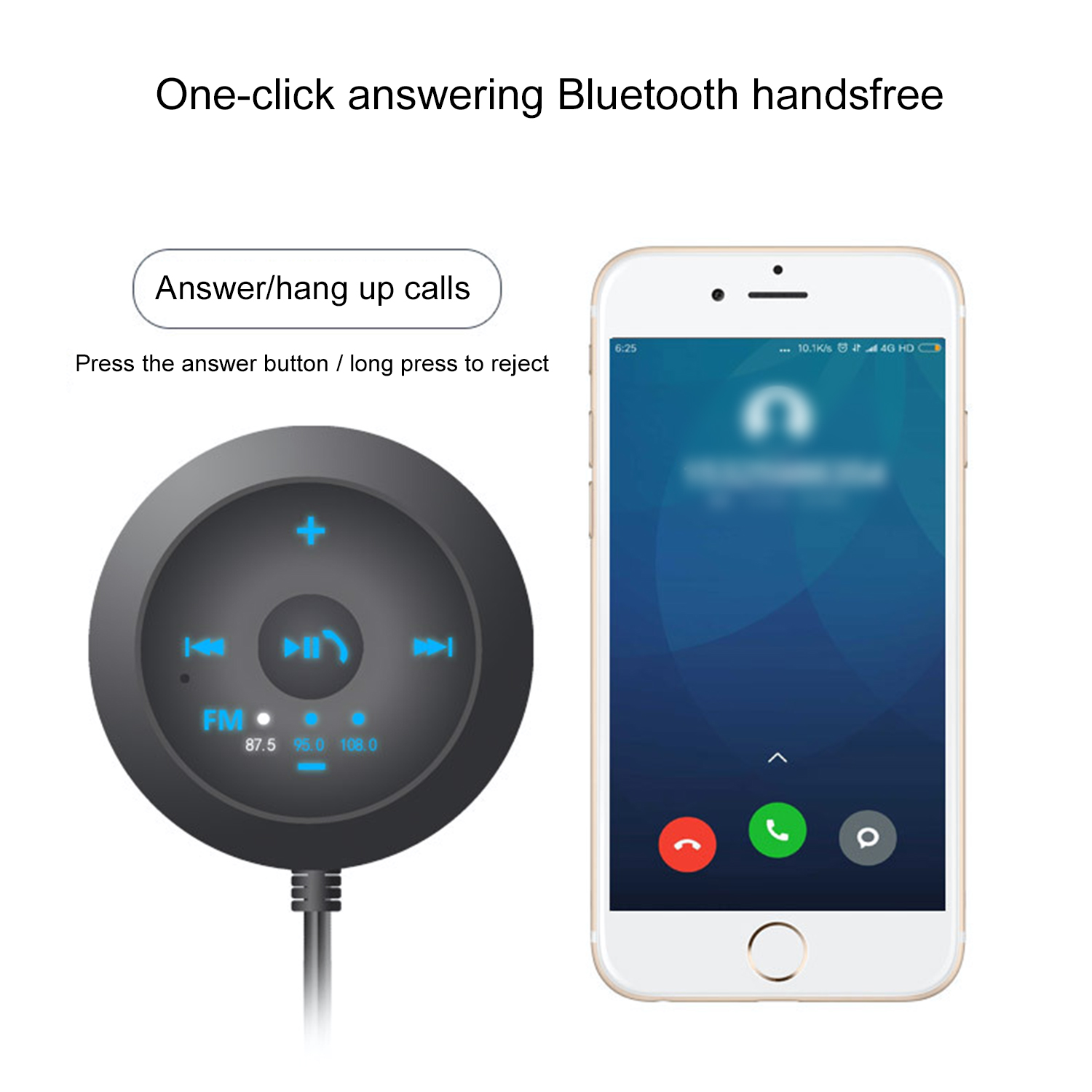 Onever Wireless Bluetooth Hands-free Car Kit FM transmitter Music Receiver Modulator Adapter LED Car AUX Speaker USB Power