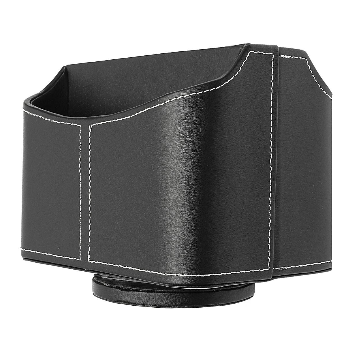 Black Remote Control Organizer Spinning Storage Holder Caddy Couch Leather TV