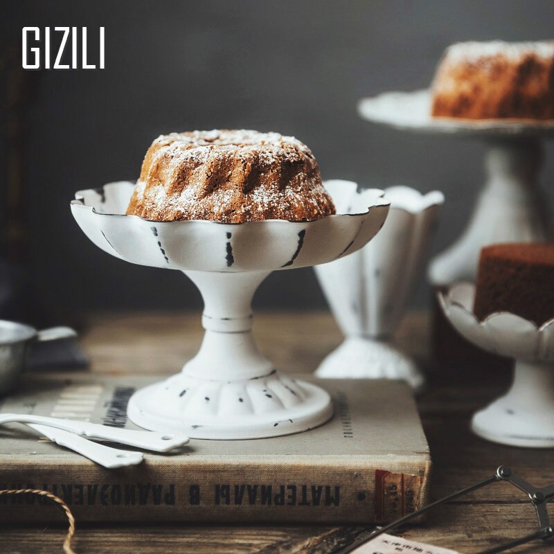 Cake Tools Small Cake Tray Candy Snack Fruit Plate Literary Wedding Cake Display Furnishing Frosted Iron Plate