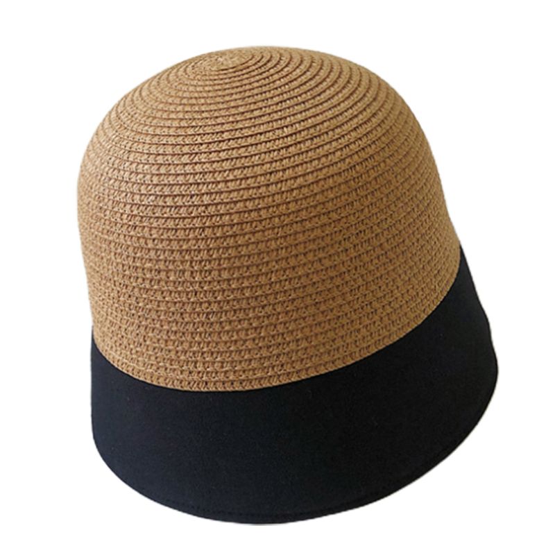 Japanse dames zomer bowler bucket hat kleur blok stro patchwork harajuku outdoor zonnebrandcrème brede rand visserspet