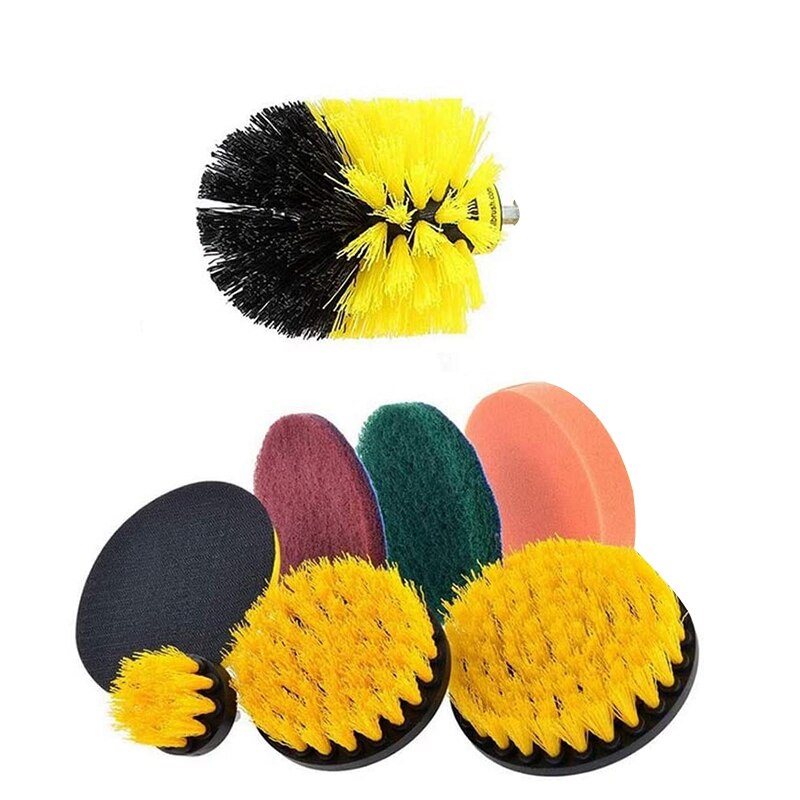 8Pcs Drill Brush Scrub Brush Drill Attachment Kit Drill Powered Cleaning Brush Attachments for Cleaning Tile and Grout