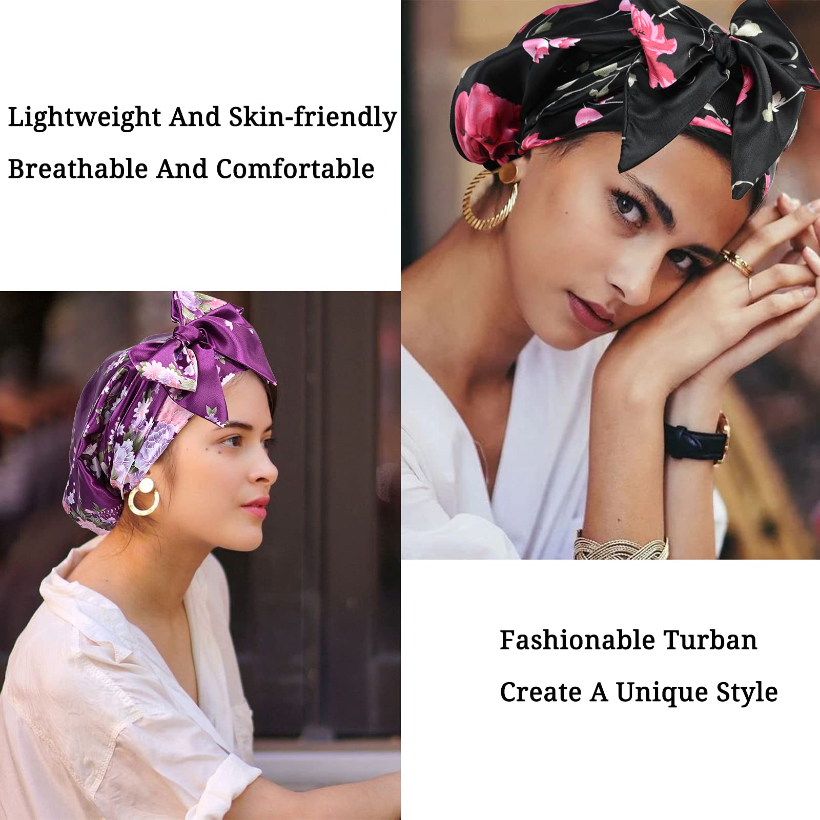 Print afrikansk hatt mjuk satin huvudduk sovmössa turban huvudskydd motorhuv huvudbonader för kvinnor headtie hijab kepsar