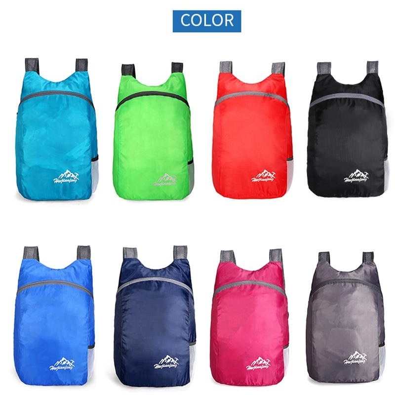 S.ikrr bärbar nylonresväska solid enkel dragkedja vikbar ryggsäck vattentät utomhusvikväska för kvinnor män