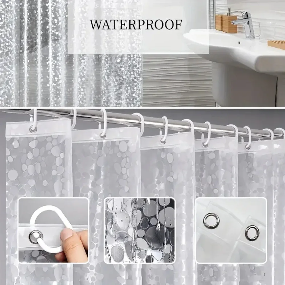 Dicker peva klarer Dusch vorhang mit 12 Haken wasserdichte Badewanne Badever deckung schimmel resistenter moderner Badewannen-Trenn vorhang zier