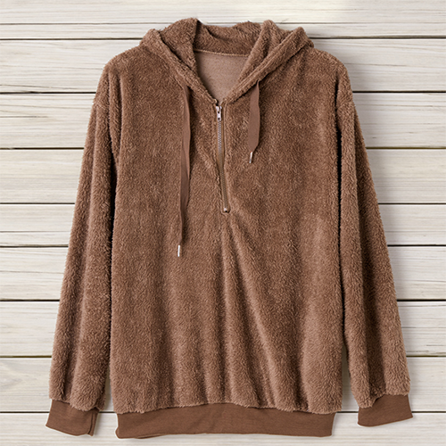 PatPat Reine Farbe Woll Hoodie Herbst Beiläufige Frau Kleidung oben Mantel Jacke Freizeit und Komfort: Braun / M