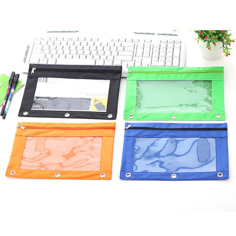 1PC Zippered Ring Binder Document Folder Stationery Pouch 3 Holes Ring File Cabinet School Office Supplies Storage File Folder