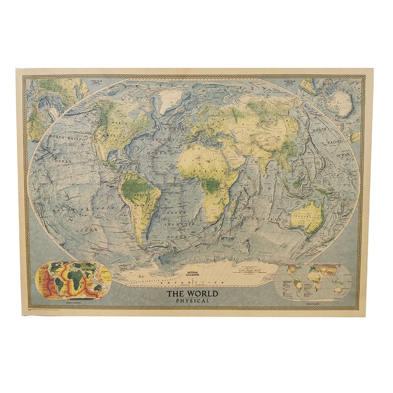 1 Pcs Wall maps of the world 72*51cm Student stationery School stylistic album decorative wall stickers Stylistic student school