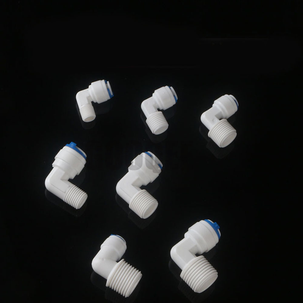 RO Water Elbow Quick Coupling Fitting 1/4" 3/8" OD Hose 1/4" 3/8" 1/2" BSP Reverse Osmosis System Plastic Pipe Connector
