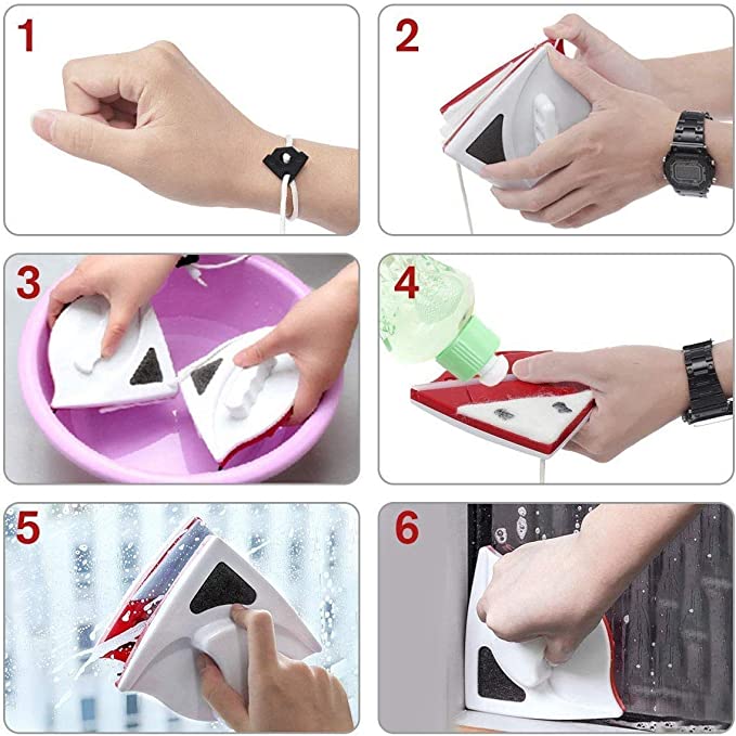 Magnetische raamwisser, glasreiniger, borstel, dubbelzijdige magnetische borstel, raamborstel voor het wassen van huishoudelijk schoonmaakgereedschap