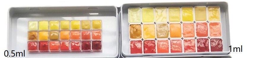 Juego de dispensadores de acuarelas MijELLO, paleta de pinturas artísticas de acuarela, macaron/azul/Verde/púrpura, 0,5 ml, 1ml: yellow / 0.5ml