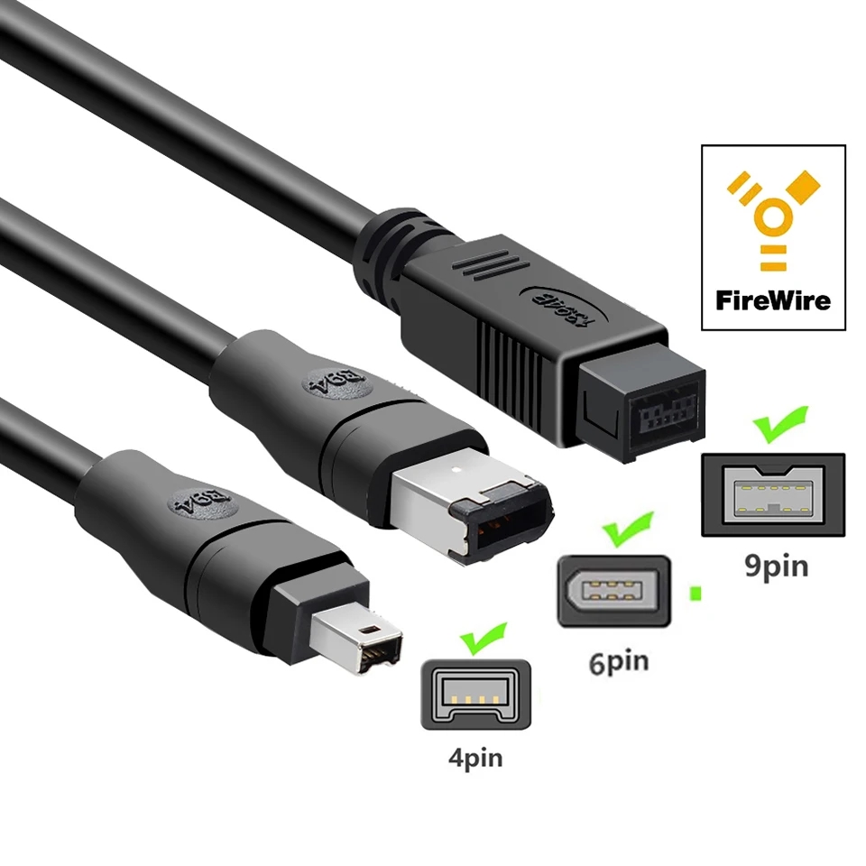 IEEE 1394 4 pines 6 pines 9 pines Cable Firewire 400/800 iLink DV Cable para ordenador portátil a cámara Industrial videocámara