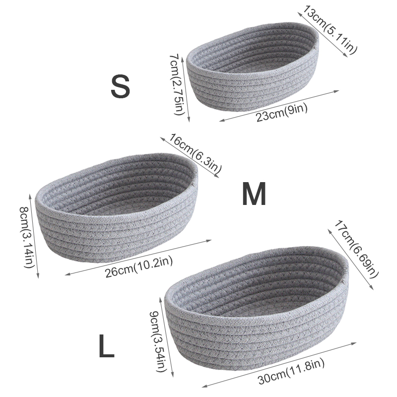 Hand Woven Storage Basket Storage Box Cosmetics Snack Desktop Sundries Storage Basket Cotton Rope Woven