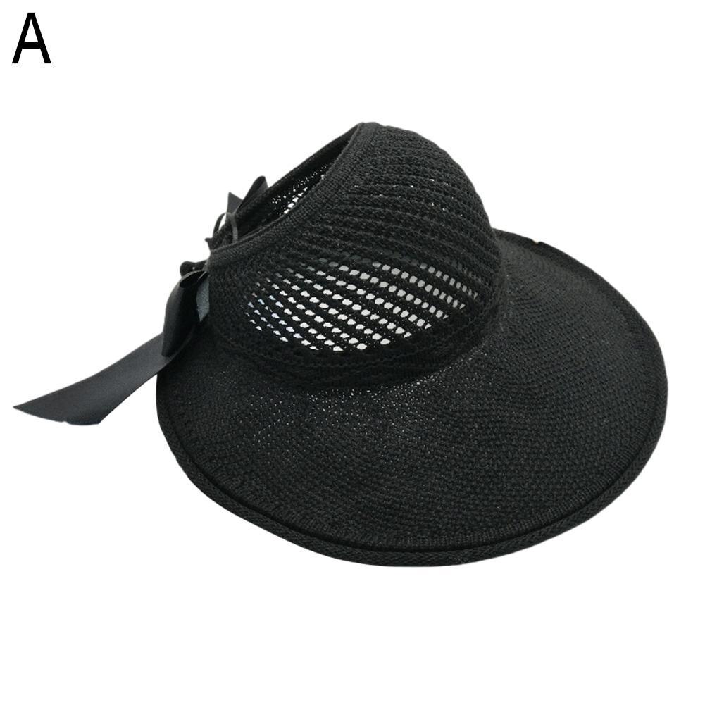 Outdoor Zomer Vrouwelijke Zon Hoeden Grote Rand Klassieke Strik Stro Voor Vrouwen Strand Hoed Casual Mode Uv Cap Opvouwbare Hoed protec P2U8: A