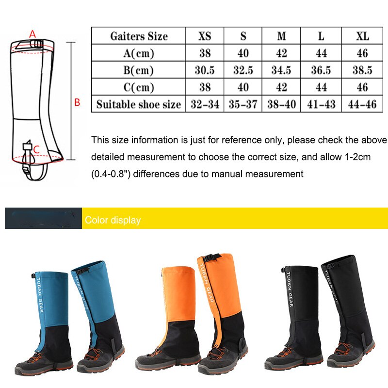Snow Leg Gaiters Outdoor Boots Cover Waterproof Leg Protection Guard Warmer Shoe Cover For Hiking Climbing Trekking Unisex Kids