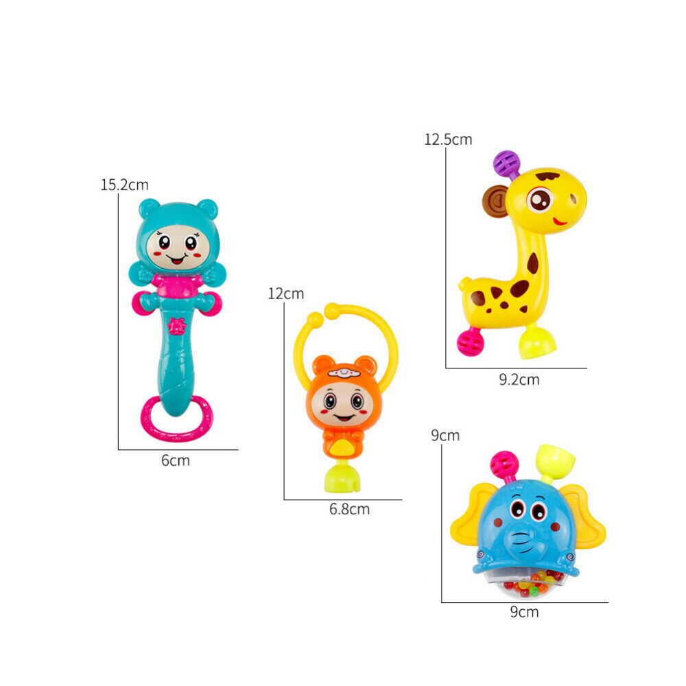 8Stck Tragbare Baby Rassel BeißRing Shaker Greifen und Dreh Rassel Spielzeug einstellen für Babys 0/3/6/9/12 Monate