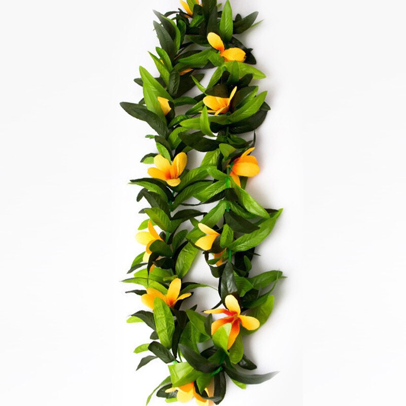 Luau Leis 3 Pcs Artificial Flowers Tropical Hawaiian Lei Leaf Necklaces for Hula Costume and Beach Party